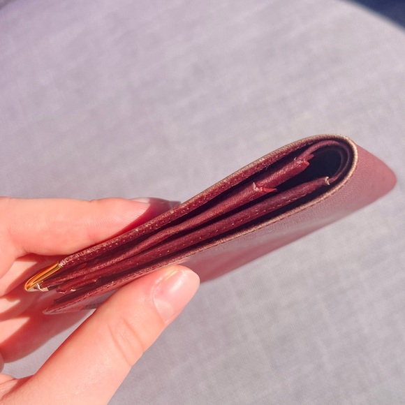 Cartier Mast Line Bi-Fold Wallet Leather Wine Red - Picture 3 of 5